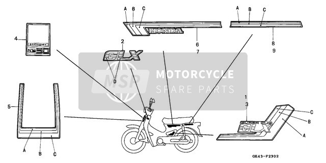 Honda C50S 1992 Emblema/Banda (C50G/SN-GR) per un 1992 Honda C50S